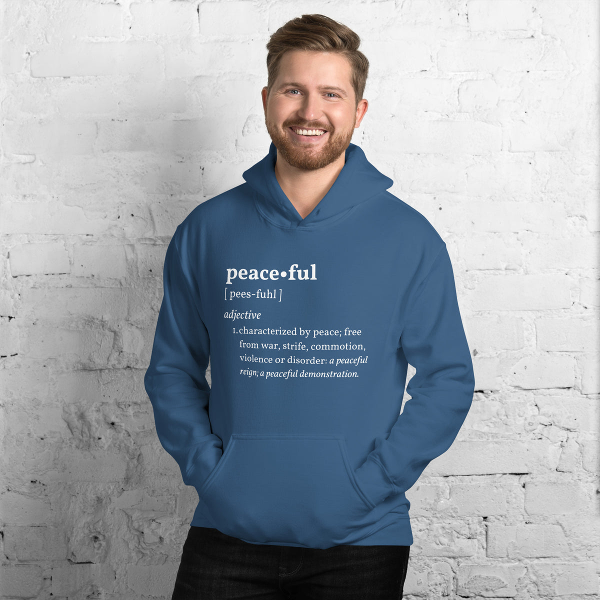 PEACEFUL Inspirational Mental Health Yoga Mediation Hoodie for Men | I Am Enough Collection