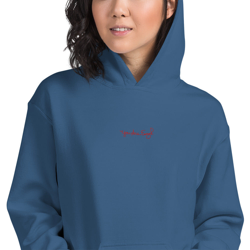 YOU ARE ENOUGH Embroidered Inspirational Message Mental Health Hoodie | I Am Enough Collection