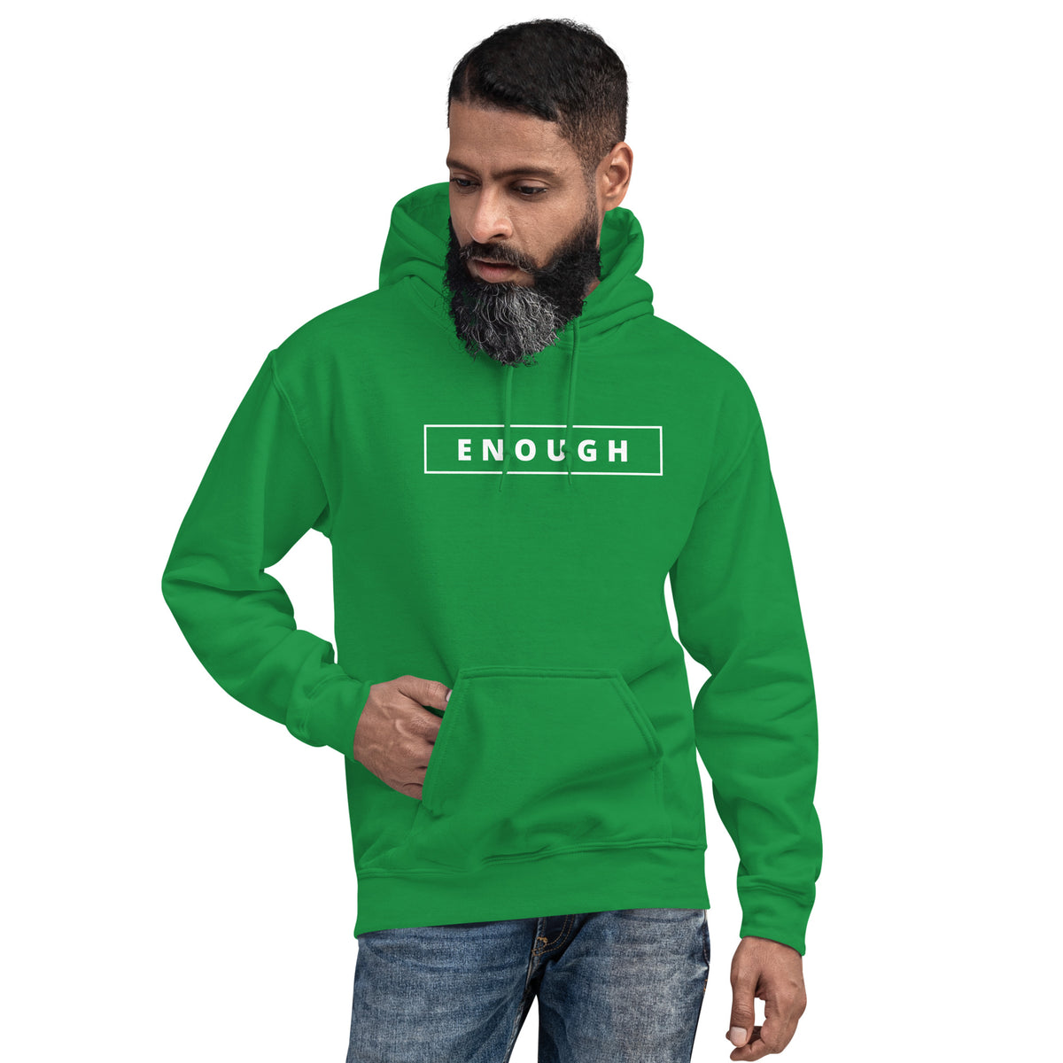 ENOUGH Positivity Motivational Mental Health Message Hoodie for Men | I Am Enough Collection