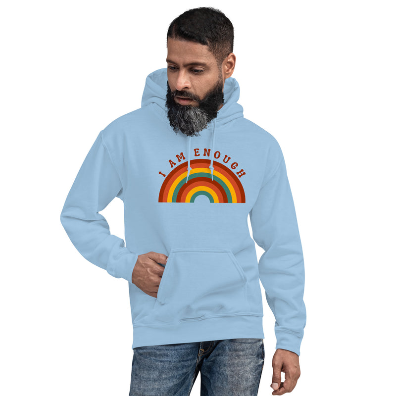 I AM ENOUGH RAINBOW Positive Message Custom Graphic Hoodie for Men | I Am Enough Collection