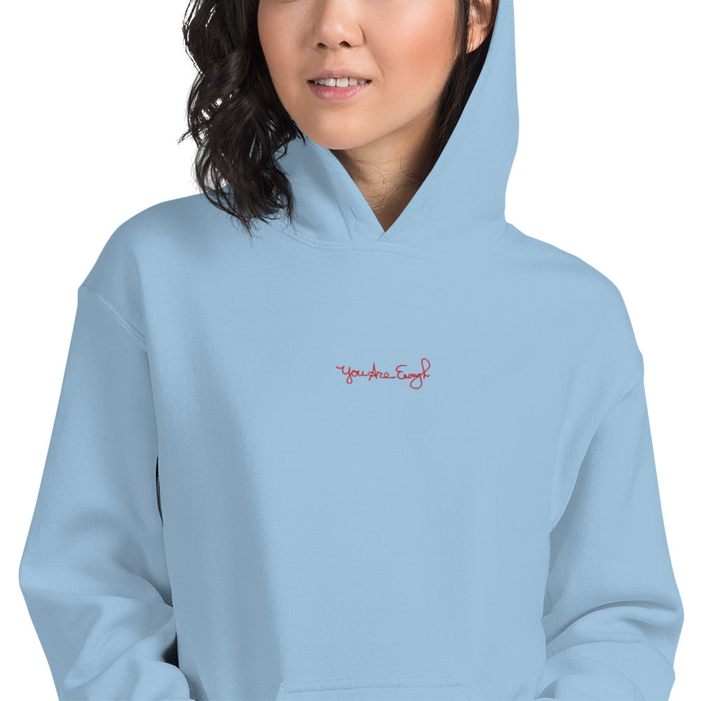 YOU ARE ENOUGH Embroidered Inspirational Message Mental Health Hoodie | I Am Enough Collection