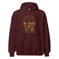 I AM ENOUGH EXACTLY AS I AM Vintage Inspirational Hoodie for Women | I Am Enough Collection