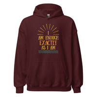 I AM ENOUGH EXACTLY AS I AM Vintage Mental Health Motivational Hoodie for Men | I Am Enough Collection