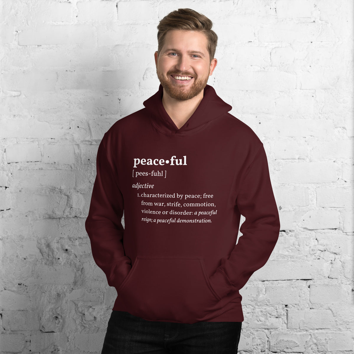 PEACEFUL Inspirational Mental Health Yoga Mediation Hoodie for Men | I Am Enough Collection