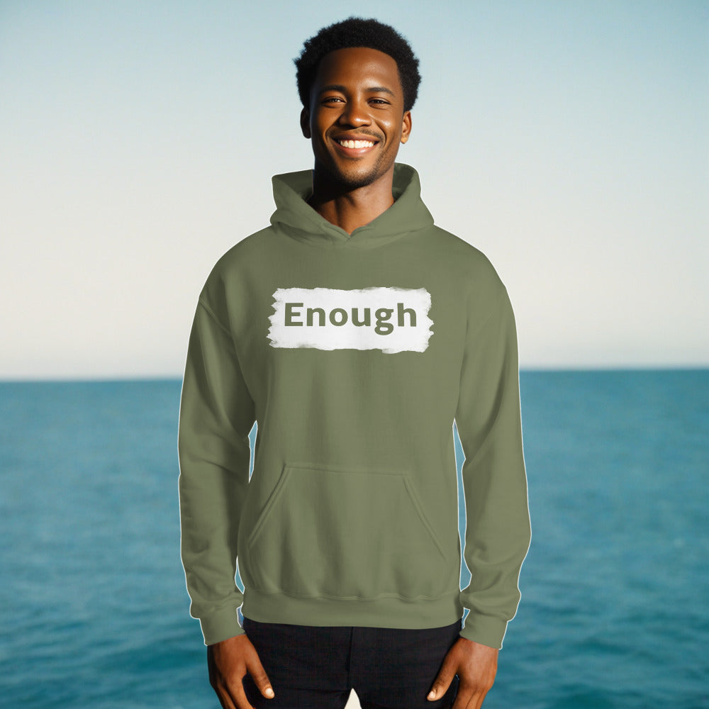 EDGY ENOUGH Positive Message Mental Health Self-Love Hoodie for Men | I Am Enough Collection