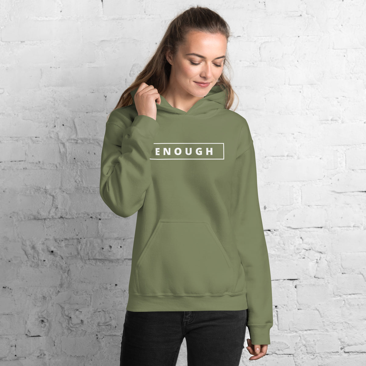 ENOUGH Positivity Motivational Mental Health Message Hoodie for Women | I Am Enough Collection