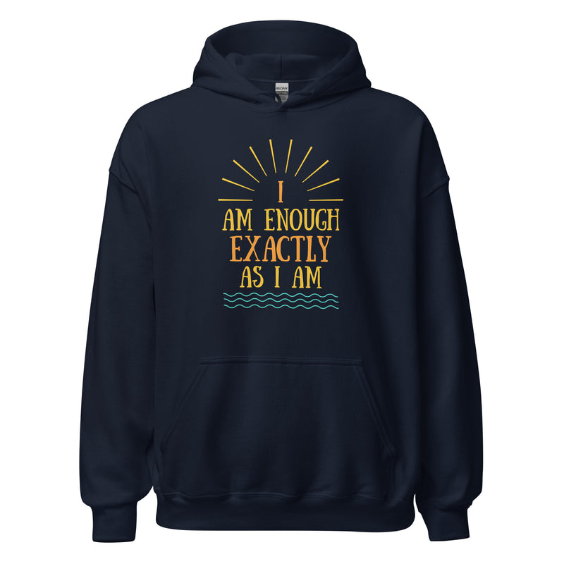 I AM ENOUGH EXACTLY AS I AM Vintage Mental Health Motivational Hoodie for Men | I Am Enough Collection