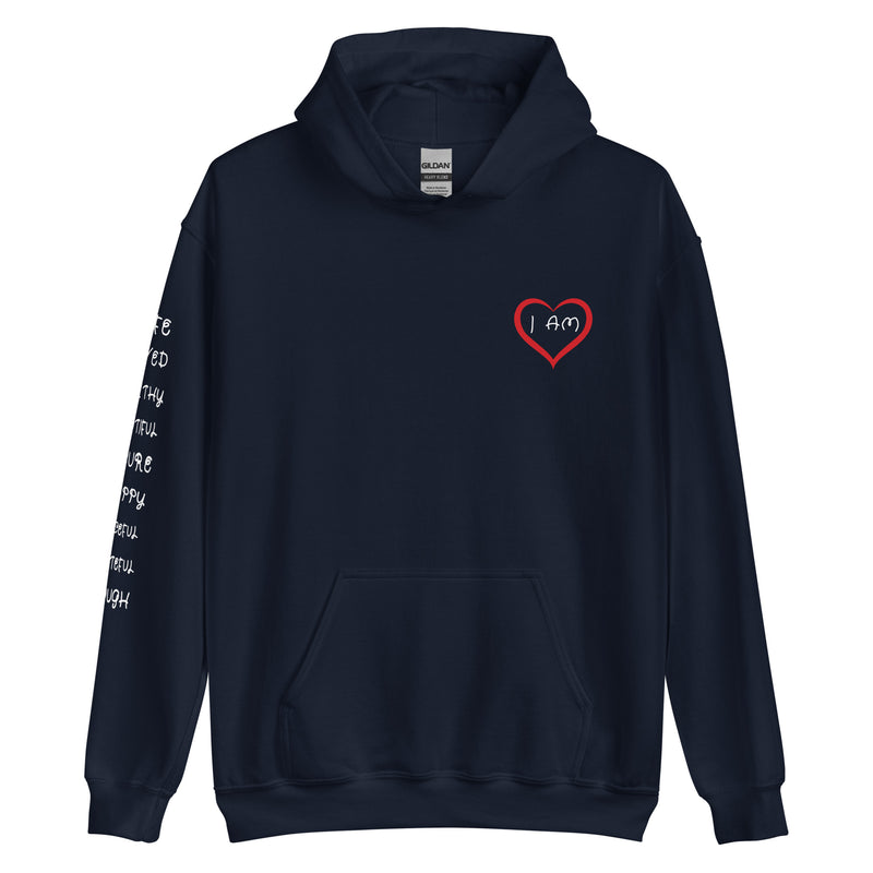 I AM HEART Affirmations Inspirational Positive Self-Love Hoodie - Women | I Am Enough Collection