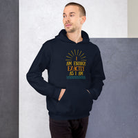 I AM ENOUGH EXACTLY AS I AM Vintage Mental Health Motivational Hoodie for Men | I Am Enough Collection