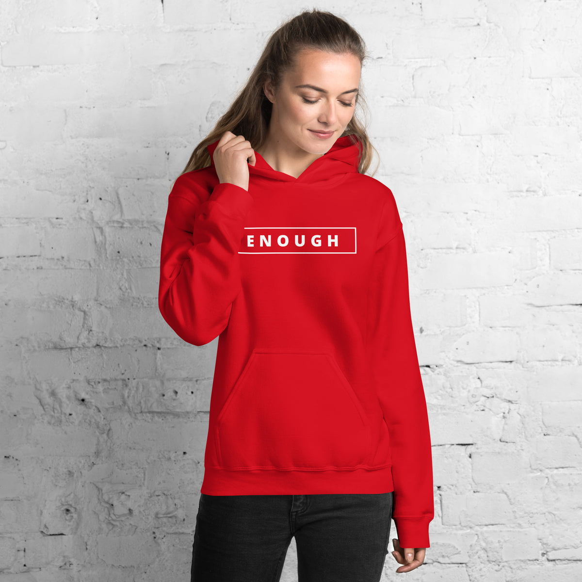 ENOUGH Positivity Motivational Mental Health Message Hoodie for Women | I Am Enough Collection