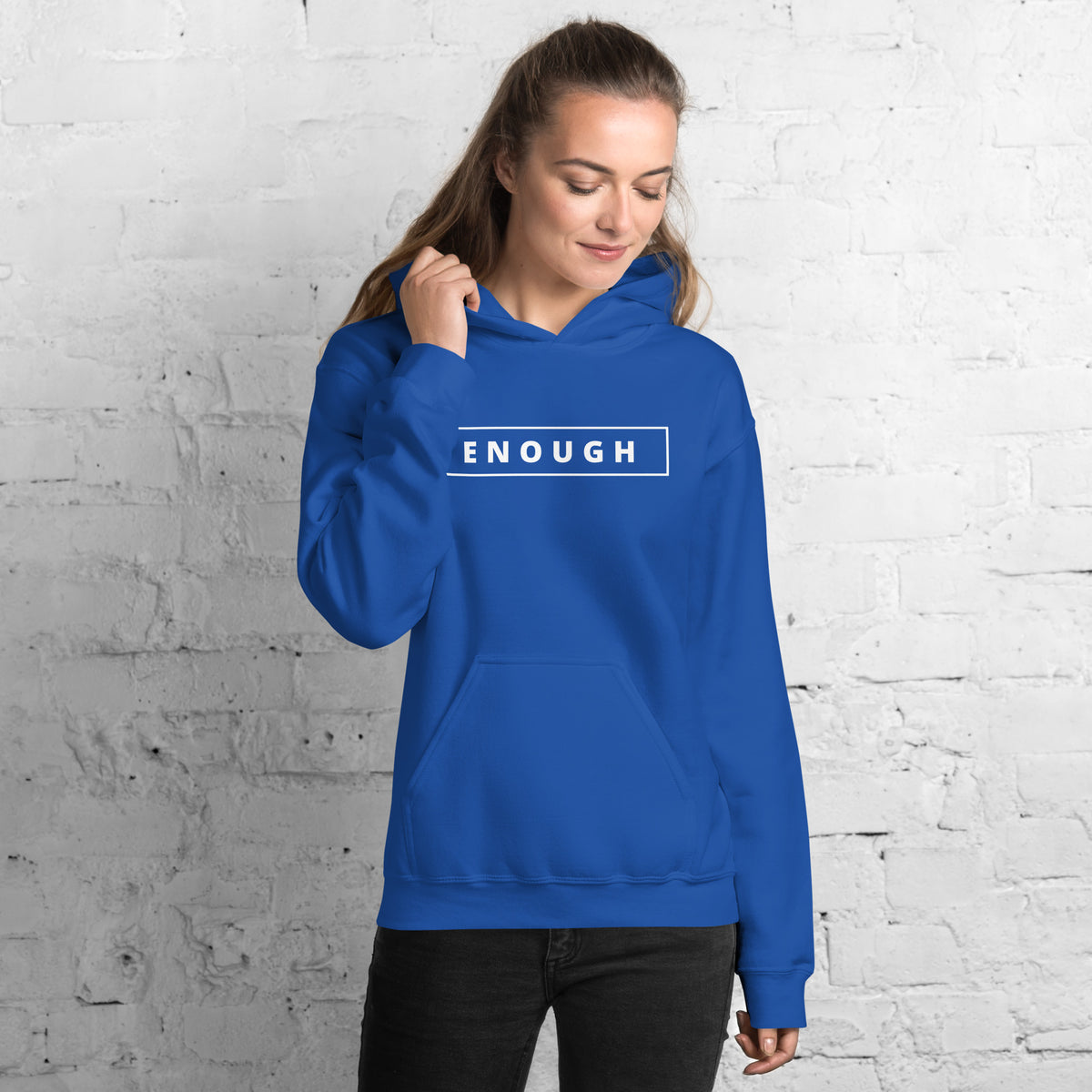 ENOUGH Positivity Motivational Mental Health Message Hoodie for Women | I Am Enough Collection