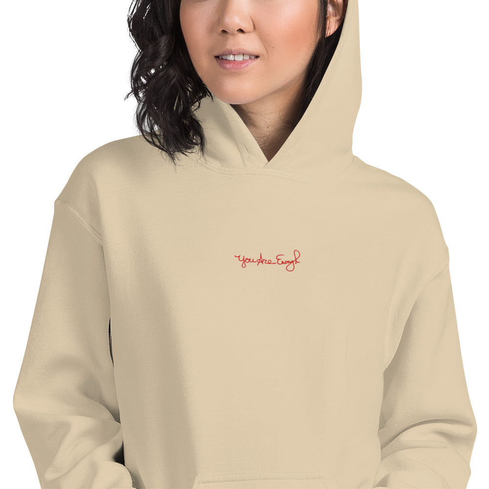 YOU ARE ENOUGH Embroidered Inspirational Message Mental Health Hoodie | I Am Enough Collection