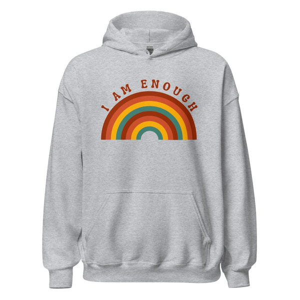 I AM ENOUGH RAINBOW Positive Motivational Custom Graphic Hoodie for Men | I Am Enough Collection