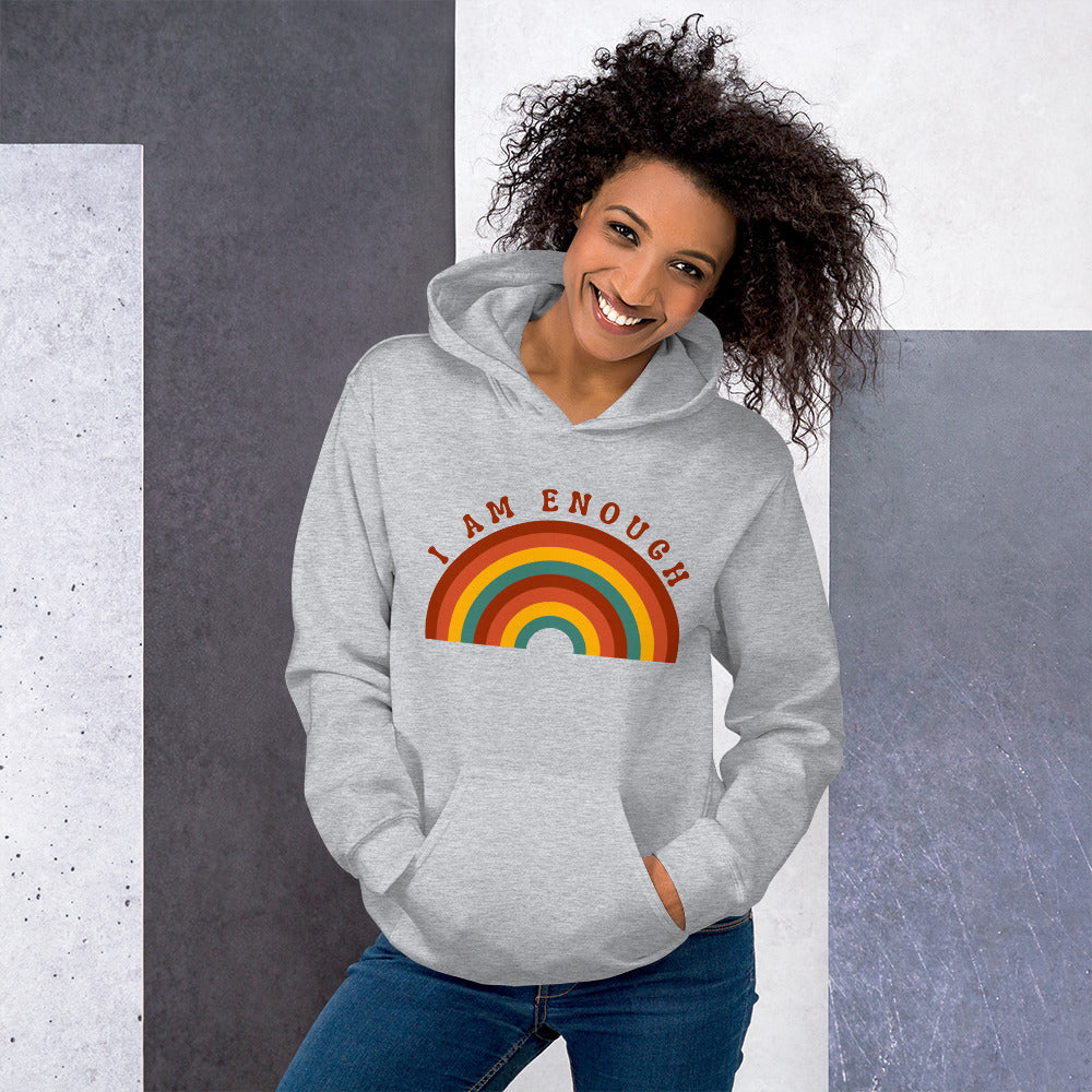 I AM ENOUGH RAINBOW Positive Motivational Custom Hoodie for Women | I Am Enough Collection