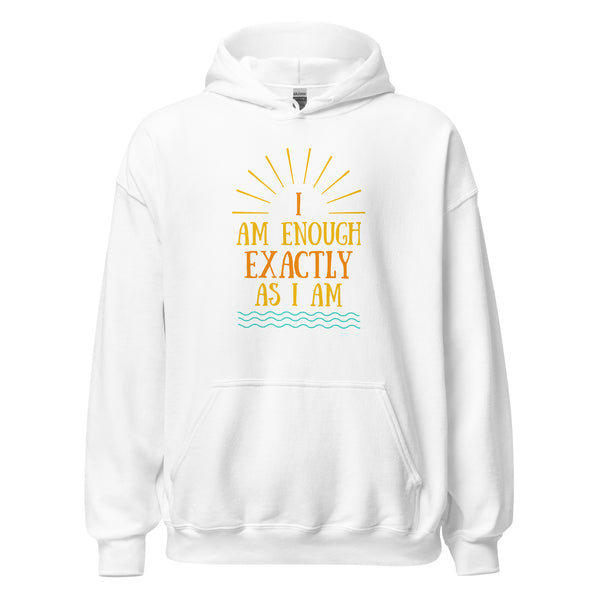 I AM ENOUGH EXACTLY AS I AM Vintage Mental Health Motivational Hoodie for Men | I Am Enough Collection