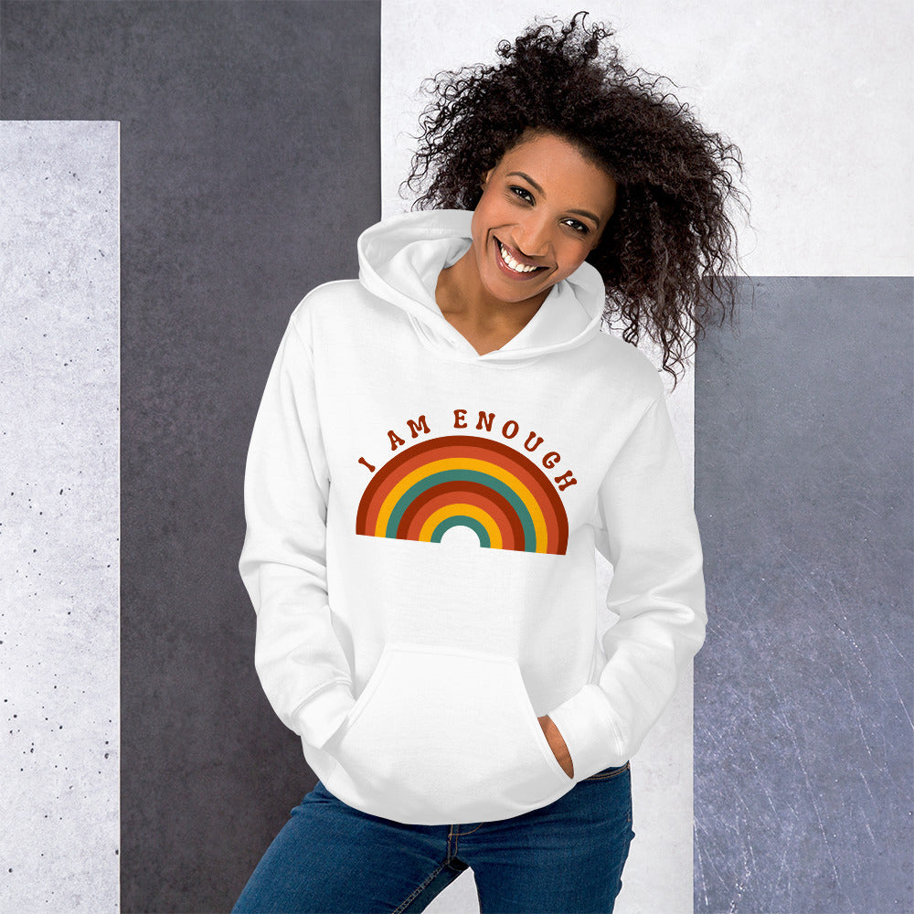 I AM ENOUGH RAINBOW Positive Motivational Custom Hoodie for Women | I Am Enough Collection