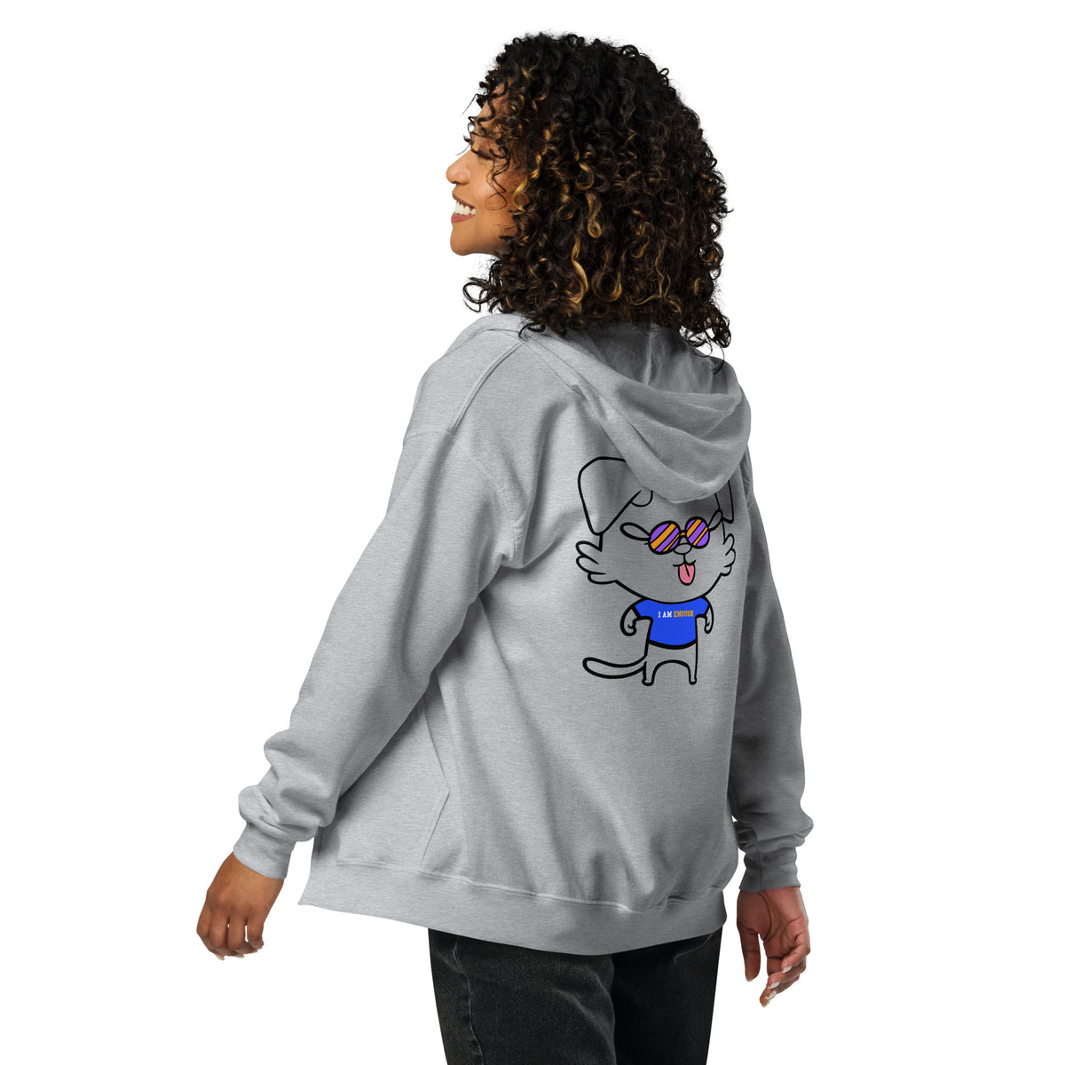 NOT THE LITTLE GUY Collection Mascot Heavy Blend Zip Back Front Hoodie | I Am Enough Collection