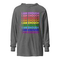 I AM ENOUGH with PRIDE Motivational Long-Sleeve Hooded Tee for Women | I Am Enough Collection