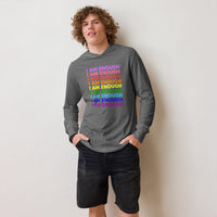 I AM ENOUGH with PRIDE Motivational Long-Sleeve Hooded T-Shirt for Men | I Am Enough Collection