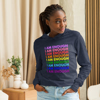 I AM ENOUGH with PRIDE Motivational Long-Sleeve Hooded Tee for Women | I Am Enough Collection