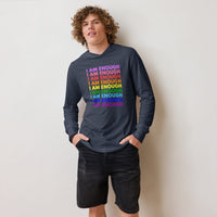 I AM ENOUGH with PRIDE Motivational Long-Sleeve Hooded T-Shirt for Men | I Am Enough Collection