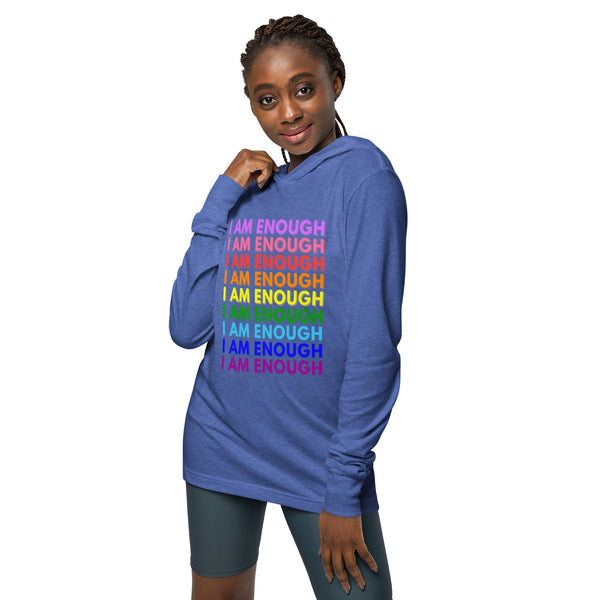 I AM ENOUGH with Pride Hooded Long-Sleeve Unisex Tee | I Am Enough Collection
