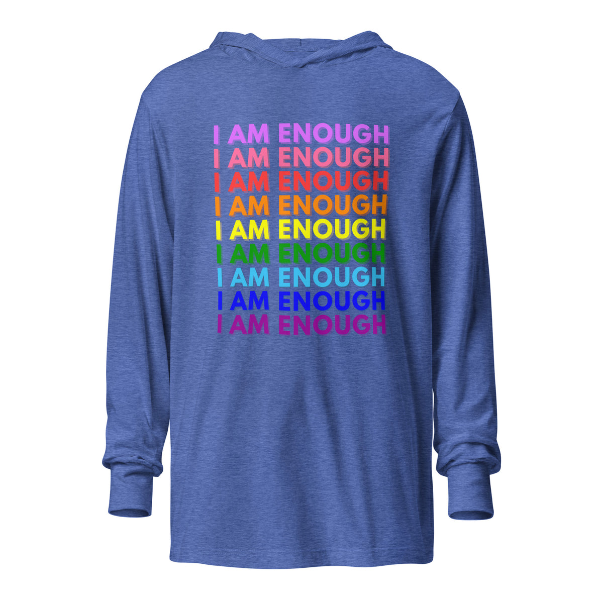 I AM ENOUGH with PRIDE Motivational Long-Sleeve Hooded T-Shirt for Men | I Am Enough Collection