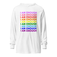 I AM ENOUGH with PRIDE Motivational Long-Sleeve Hooded T-Shirt for Men | I Am Enough Collection