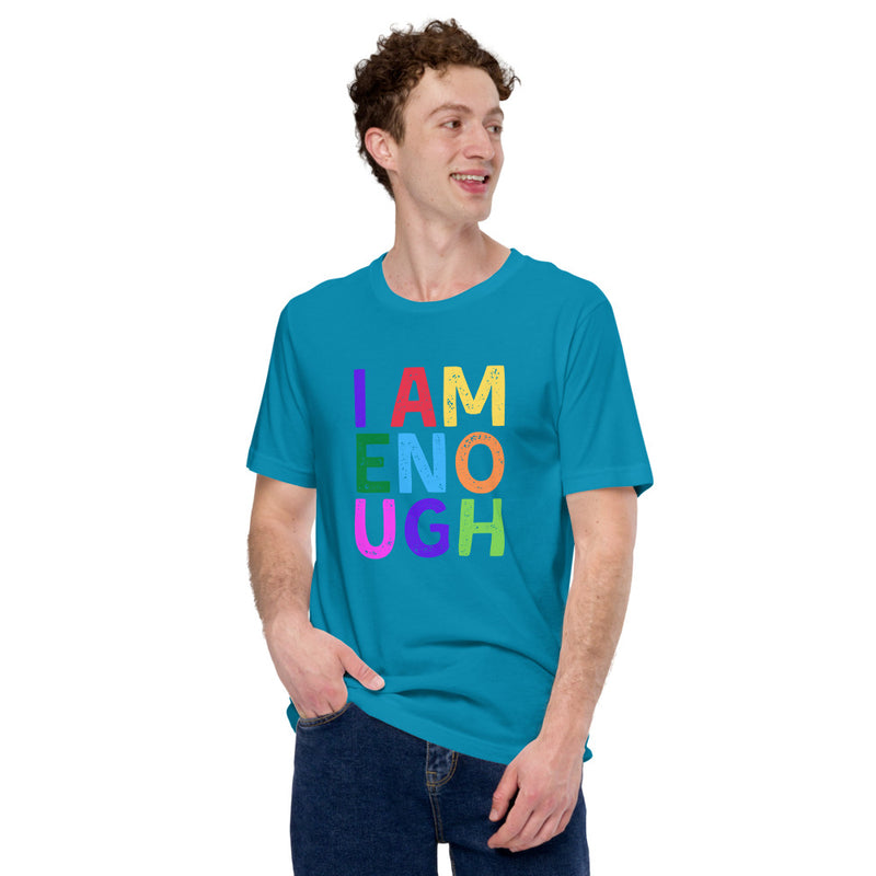 I AM ENOUGH COLOR BLOCK Inspirational Mental Health T-Shirt for Men | I Am Enough Collection