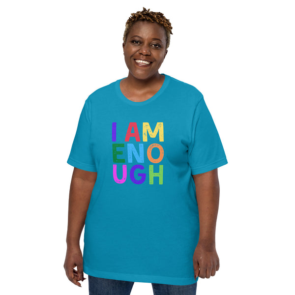 I AM ENOUGH COLOR BLOCK Inspirational Mental Health T-Shirt for Women | I Am Enough Collection