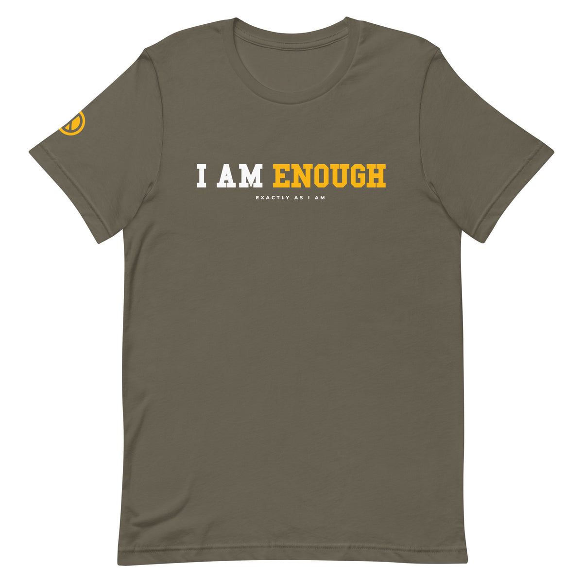 I AM ENOUGH STRONG Mental Health T-Shirt with Peace Sign on Sleeve for Men | I Am Enough Collection