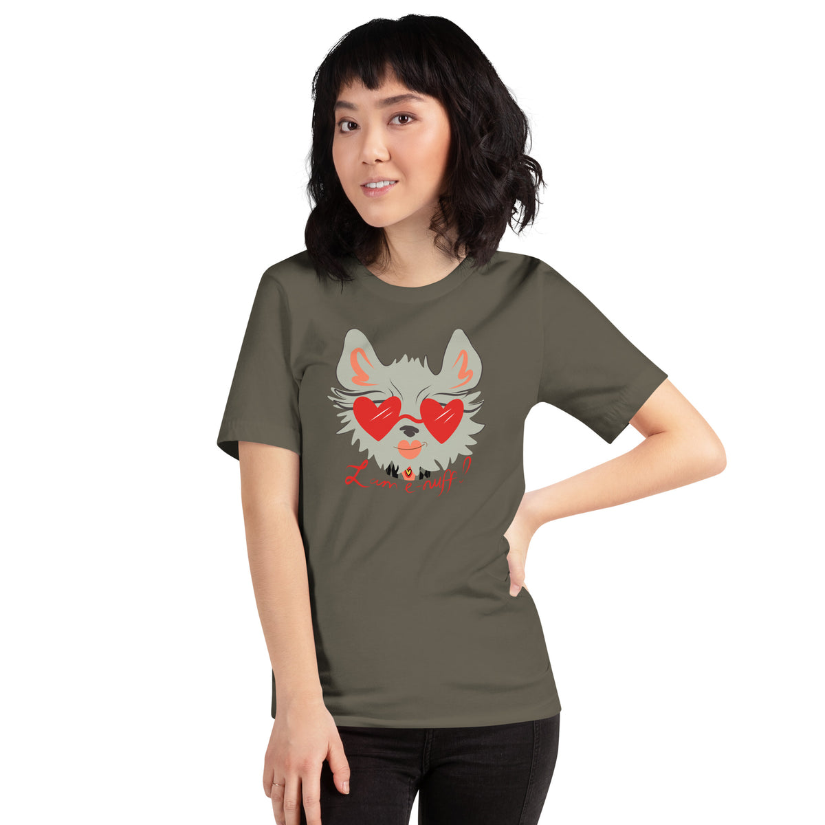 I AM E-NUFF CAT Inspirational Positive Message Cotton Tee for Women | I Am Enough Collection