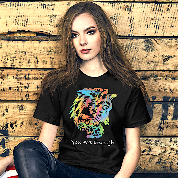 YOU ARE ENOUGH WOLF and BABY Inspirational Graphic T-Shirt for Women | I Am Enough Collection