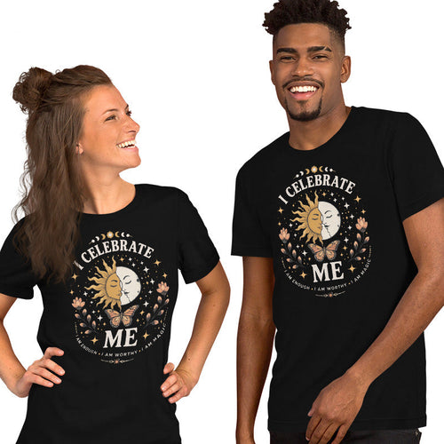 I CELEBRATE ME Unisex T-Shirt by I Am Enough | I Am Enough Collection