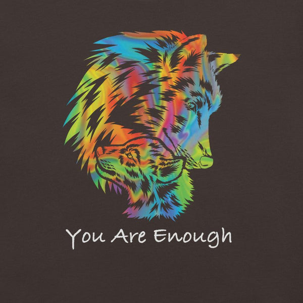 YOU ARE ENOUGH WOLF & BABY Inspirational Graphic T-Shirt for Men | I Am Enough Collection