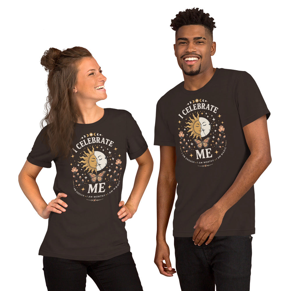 I CELEBRATE ME Unisex T-Shirt by I Am Enough | I Am Enough Collection