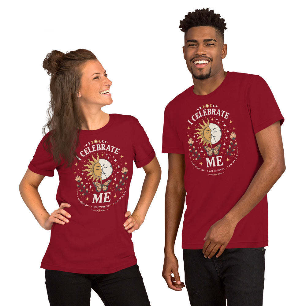 I CELEBRATE ME Unisex T-Shirt by I Am Enough | I Am Enough Collection