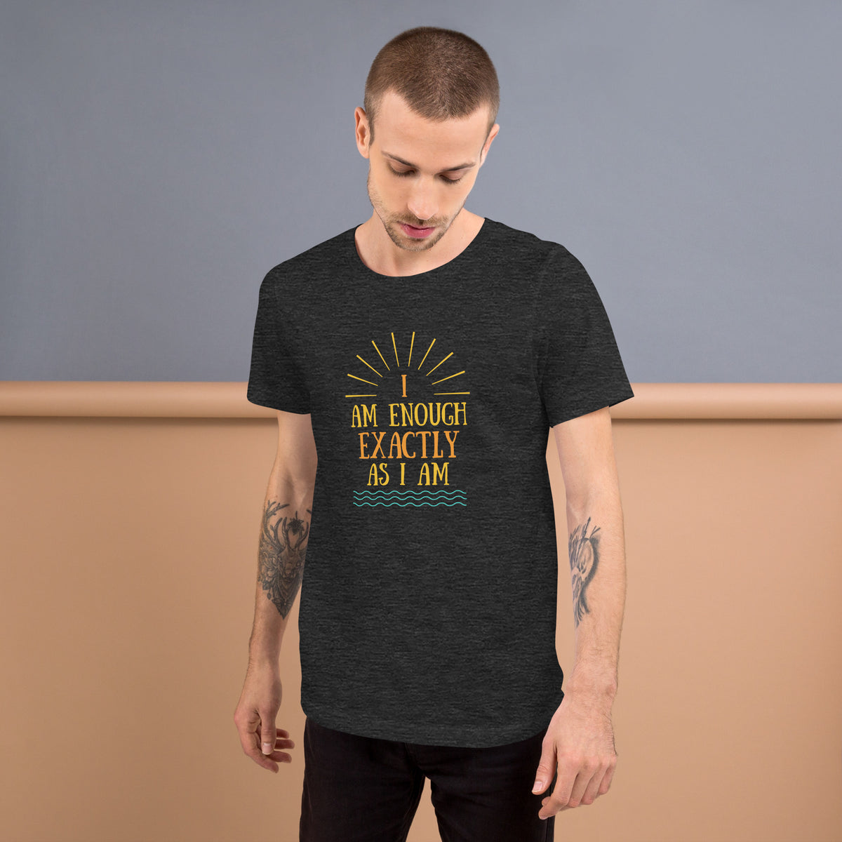 I AM ENOUGH VINTAGE Graphic Suicide Prevention Cotton T-Shirt for Men | I Am Enough Collection