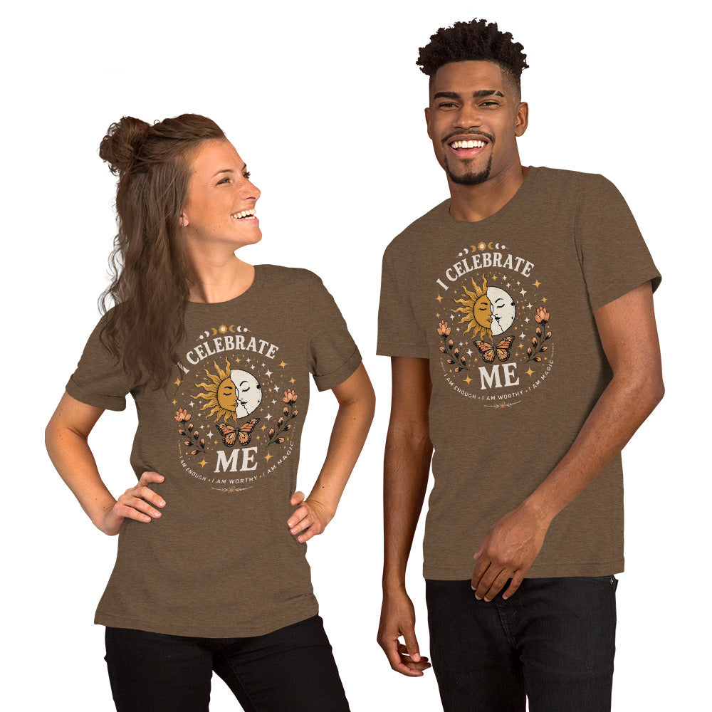 I CELEBRATE ME Unisex T-Shirt by I Am Enough | I Am Enough Collection