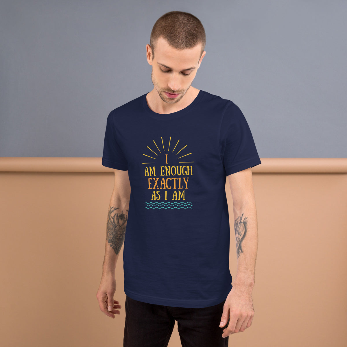 I AM ENOUGH VINTAGE Graphic Suicide Prevention Cotton T-Shirt for Men | I Am Enough Collection