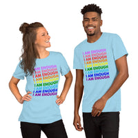 I AM ENOUGH with Pride Tee - Inspirational Motivational Self Love Custom | I Am Enough Collection