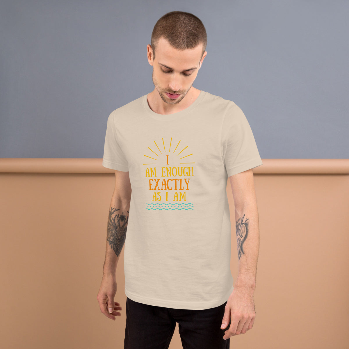 I AM ENOUGH VINTAGE Graphic Suicide Prevention Cotton T-Shirt for Men | I Am Enough Collection