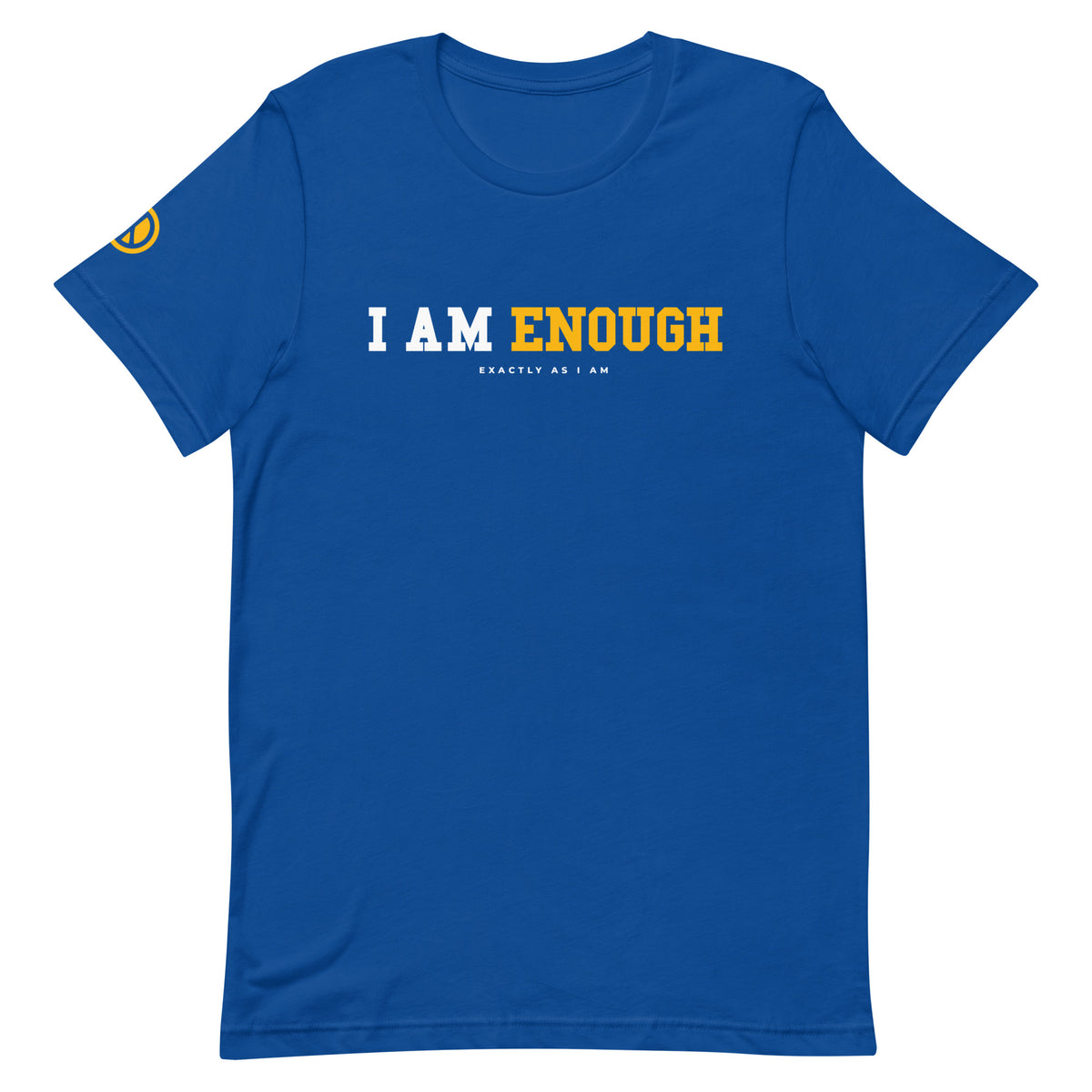 I AM ENOUGH STRONG Mental Health T-Shirt with Peace Sign on Sleeve for Men | I Am Enough Collection