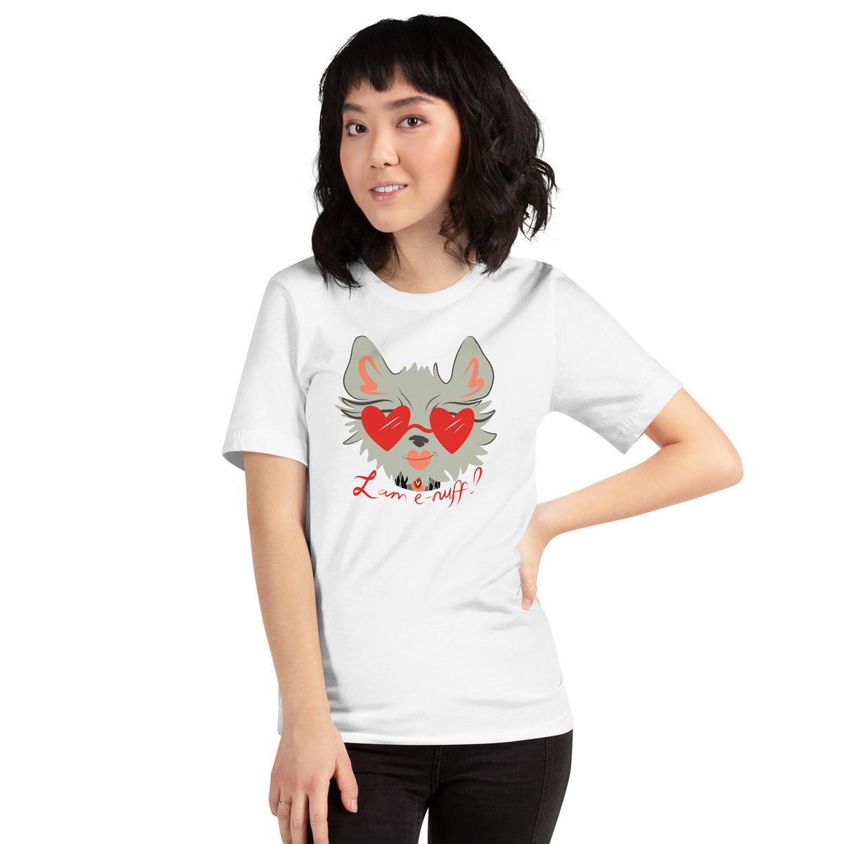 I AM E-NUFF CAT Inspirational Positive Message Cotton Tee for Women | I Am Enough Collection