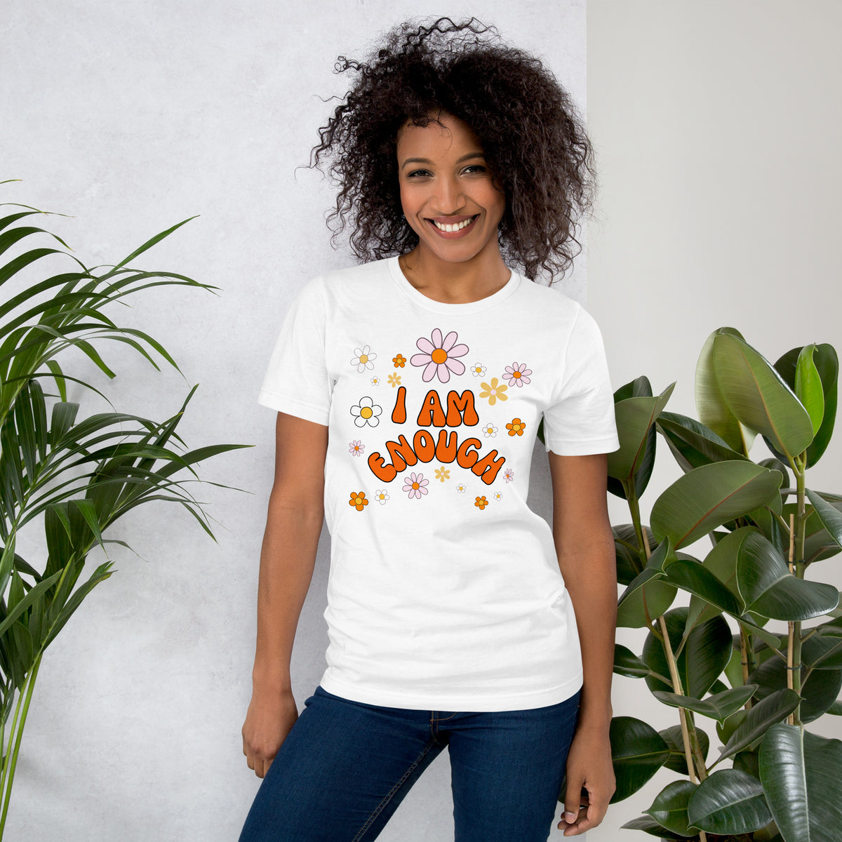 I AM ENOUGH Flower Power Inspirational Affirmation T-Shirt for Women | I Am Enough Collection