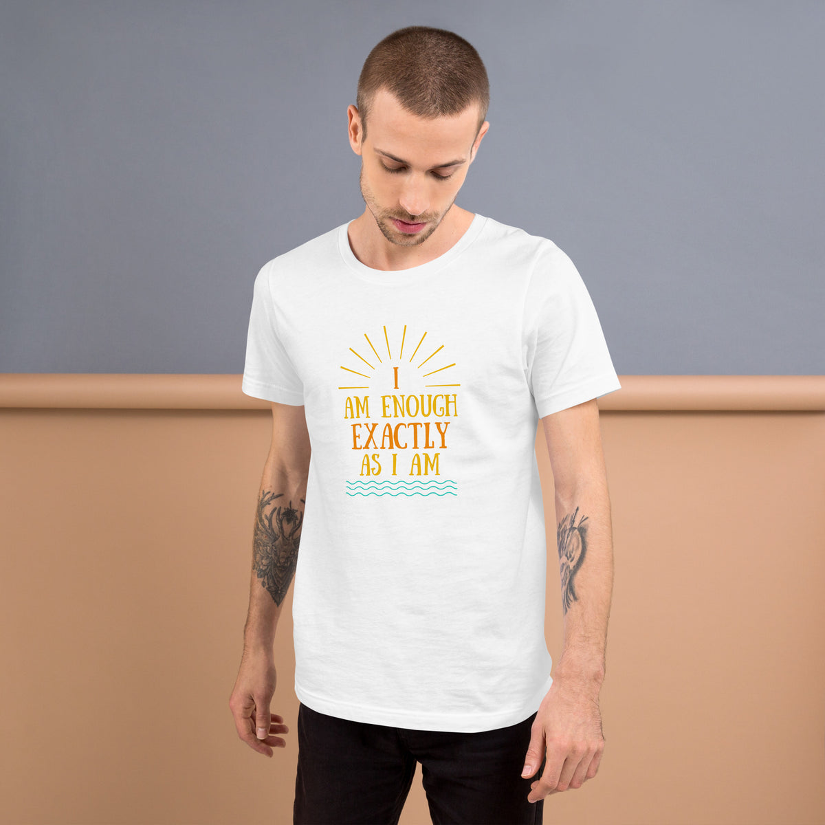 I AM ENOUGH VINTAGE Graphic Suicide Prevention Cotton T-Shirt for Men | I Am Enough Collection