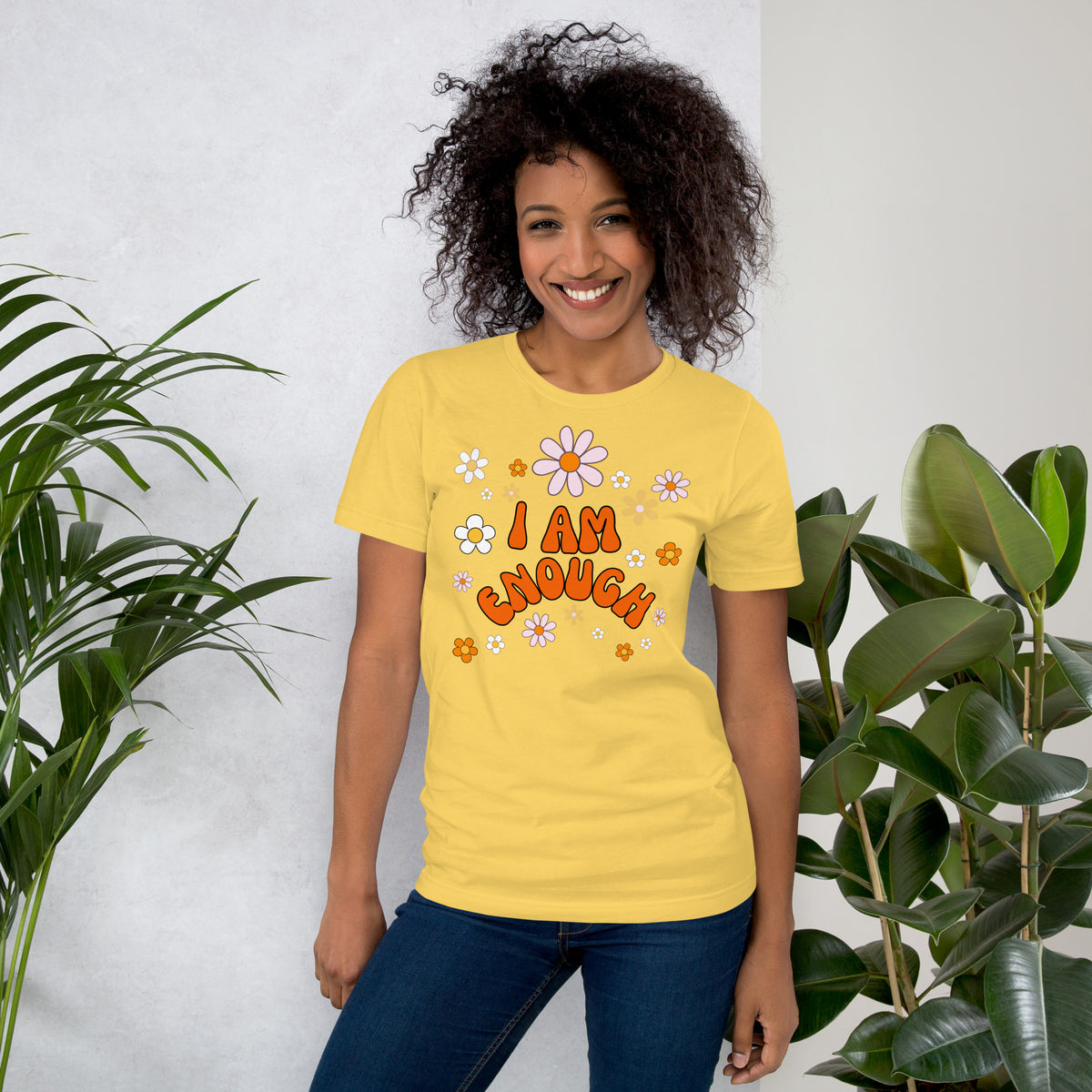 I AM ENOUGH Flower Power Inspirational Affirmation T-Shirt for Women | I Am Enough Collection