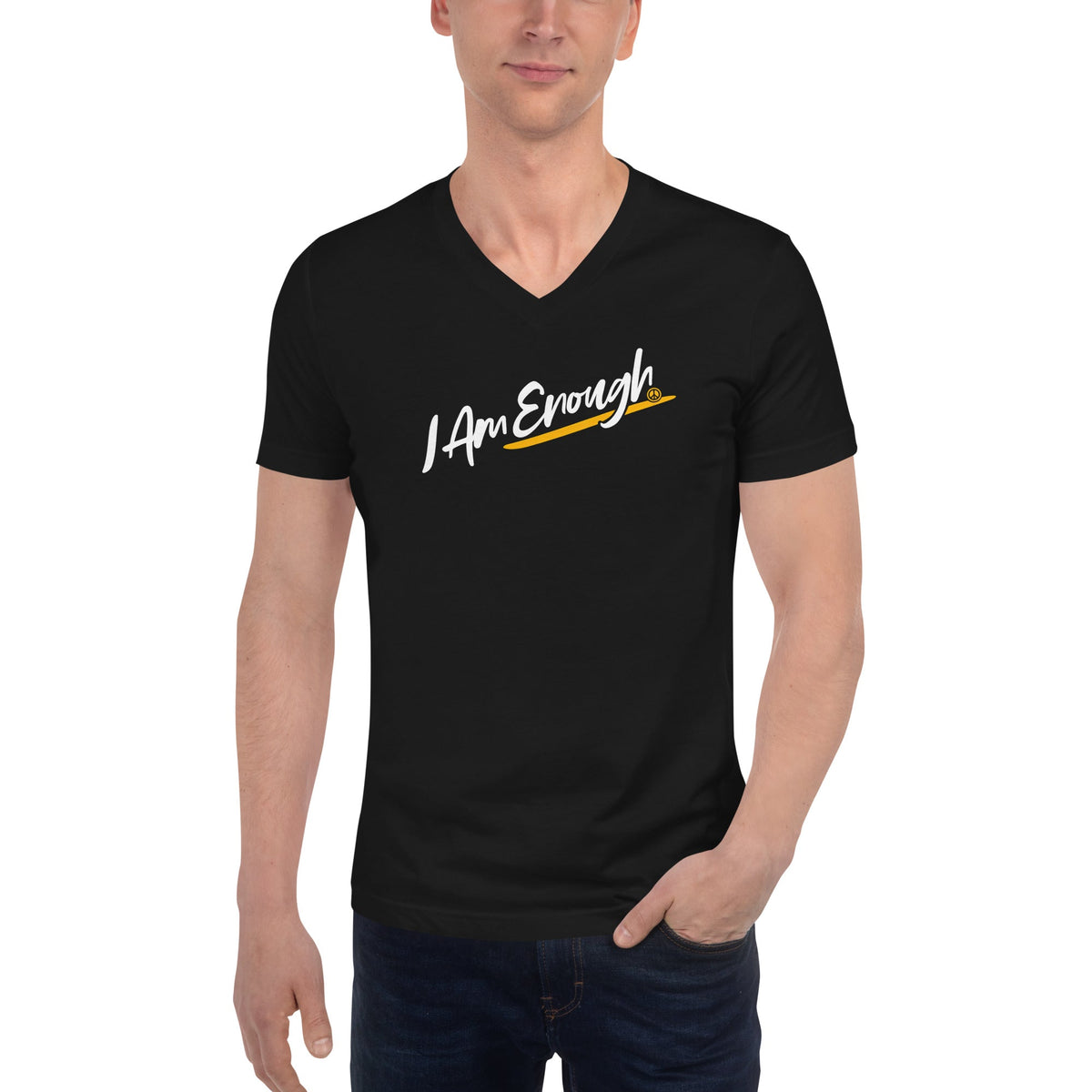 I AM ENOUGH - Inspirational Script V-Neck T-Shirt for Men | I Am Enough Collection