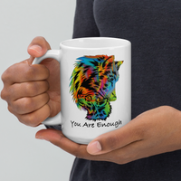 YOU ARE ENOUGH WOLF & BABY 15oz Large Inspirational Double Sided Mug | I Am Enough Collection