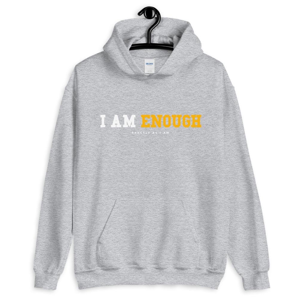 Sports grey I AM ENOUGH STRONG - Inspirational Hoodie for Women